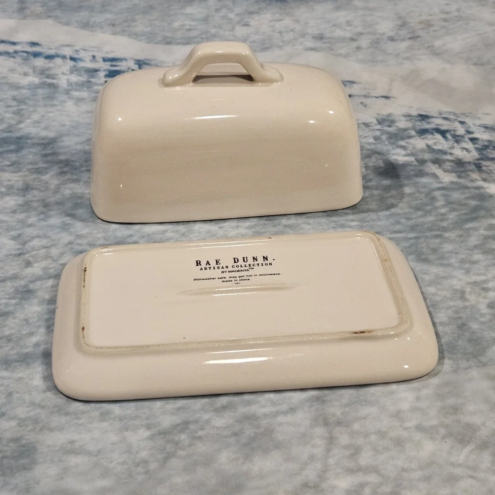 Rae Dunn Kitchen Set TEA Teapot Cream‎ Sugar Butter Dish SOFTEN UP 5pc Artisan